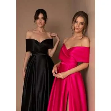 BONOYUER Off The Shoulder Satin Wedding Dress A-line