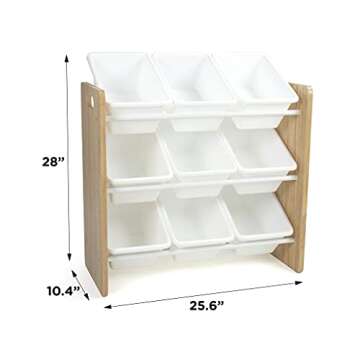 Humble Crew 9-Bin Toy Organizer, Natural Wood/White