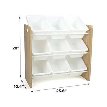 Humble Crew 9-Bin Toy Organizer, Natural Wood/White