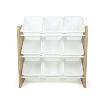 Humble Crew 9-Bin Toy Organizer, Natural Wood/White