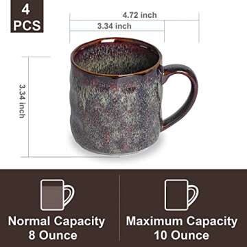 KYBSCZ Ceramic Coffee Mugs - 10 Ounces Ceramic Mugs - Tea Cups with Handle - Funny Cappuccino Cups -...