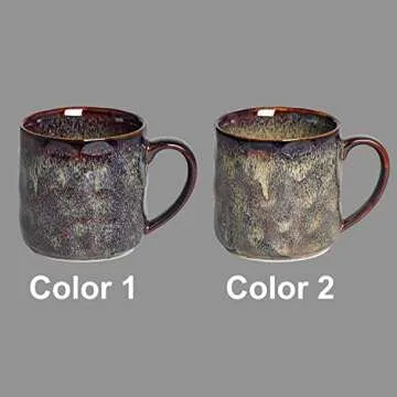 KYBSCZ Ceramic Coffee Mugs Set of 4 - Unique Glaze Design