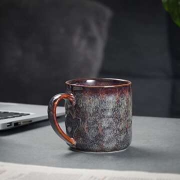 KYBSCZ Ceramic Coffee Mugs Set of 4 - Unique Glaze Design