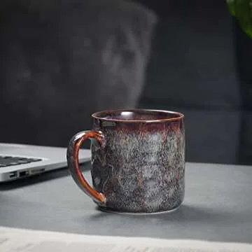 KYBSCZ Ceramic Coffee Mugs Set of 4 - Unique Glaze Design