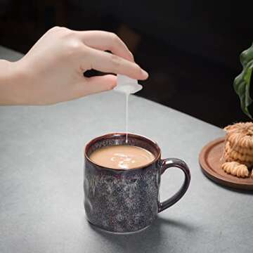 KYBSCZ Ceramic Coffee Mugs Set of 4 - Unique Glaze Design