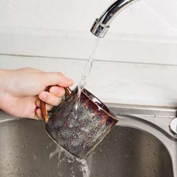 KYBSCZ Ceramic Coffee Mugs Set of 4 - Unique Glaze Design