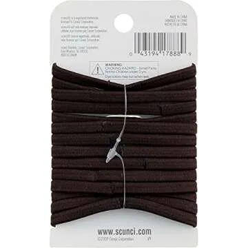 Scunci No-Damage Black Hair Ties - Comfortable Hold, 3 Pack
