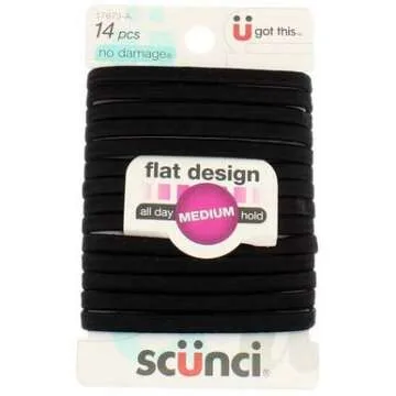 Scunci No-Damage Black Hair Ties - Comfortable Hold, 3 Pack