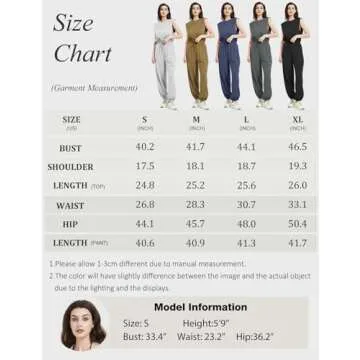 Kissonic Women Casual Jumpsuit Summer Sleeveless Drawstring Romper Cute One Piece Outfits Workout Lounge Jumpsuits with Pockets(LightGrey-M)