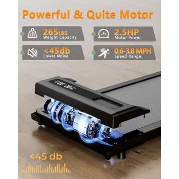 Walking Pad Treadmill Under Desk,Walking Pad with Incline for Office Home,265 lbs Capacity Portable ...