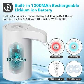 USB Rechargeable Electric Water Bottle Dispenser for Home