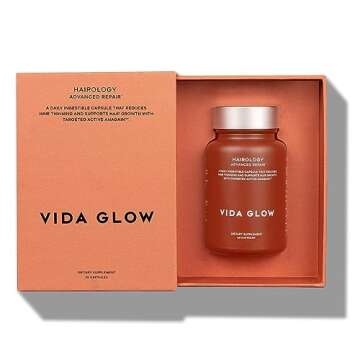 Vida Glow Hairology Hair Growth & Regrowth Capsules – Supports Thicker, Stronger Hair, Reduces Thinning & Loss with Biotin, 30 Vegan Capsules for Healthy Hair in Women