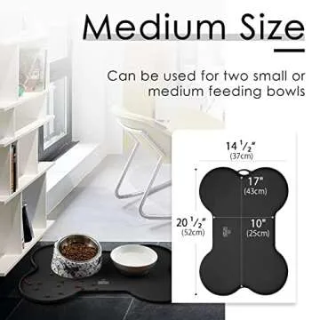 Super Design Dog Food Mat Dog Bowl Mat for Food and Water Silicone Non Spill Cat Feeding Mat Puppy Placemat Waterproof - 20.5" x 14.5", Black