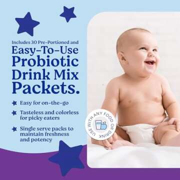 Lovebug Award Winning USDA Organic Probiotic for Babies | Multi-Strain 4 Billion CFU | Easy-to-Take Powder | Sugar Free | Ages 6-12 Months | 30 Packets