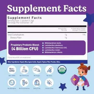 Lovebug Award Winning USDA Organic Probiotic for Babies | Multi-Strain 4 Billion CFU | Easy-to-Take Powder | Sugar Free | Ages 6-12 Months | 30 Packets