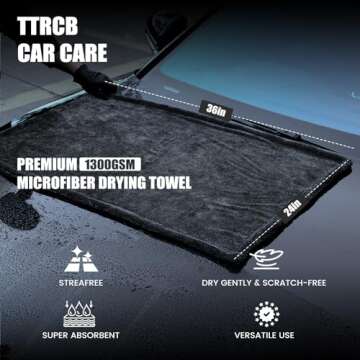 2 Pack Microfiber Car Drying Towel Set - 1300 GSM, Ultra-Absorbent, with Mitt & Brush