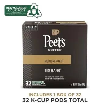 Peet's Coffee, Medium Roast Keurig K-Cup Pods - Big Bang, 32 Count (1 Box of 32 K-Cup Pods)