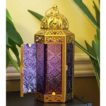 VELA LANTERNS Gold Moroccan Decorative Candle Holder