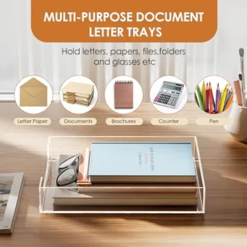 MaxGear Acrylic Letter Tray - Durable Desk Organizer