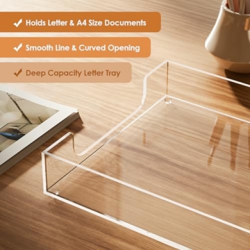 MaxGear Acrylic Letter Tray - Durable Desk Organizer