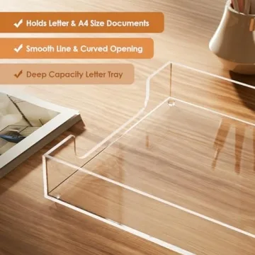 MaxGear Acrylic Letter Tray - Durable Desk Organizer