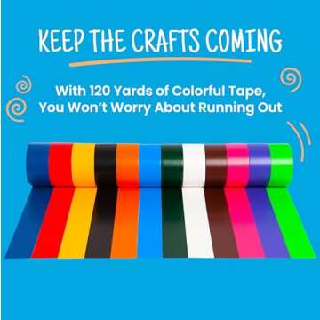 Craftzilla Rainbow Colored Duct Tape - 12 Bright Duct Tape Colors - 10 Yards x 2 Inch -Waterproof - Multipack for Arts