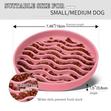 PJDH Slow Feeder Dog Bowls - Silicone Anti-Gulping Pet Bowl in Pink