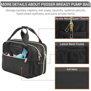 PIIOSER Breastmilk Cooler Bag with Ice Pack, Compatible with Wearable Breast Pumps & Accessories - Portable Pumps Carrying Case for Nursing & Working Moms, Black