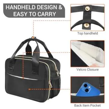 PIIOSER Breastmilk Cooler Bag with Ice Pack, Compatible with Wearable Breast Pumps & Accessories - Portable Pumps Carrying Case for Nursing & Working Moms, Black