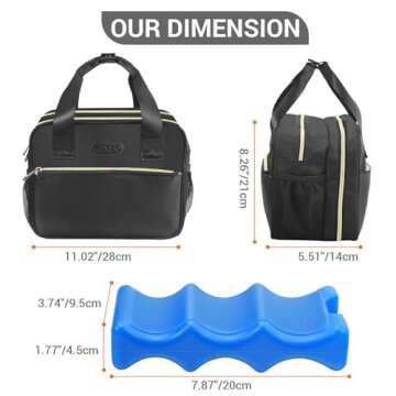 PIIOSER Breastmilk Cooler Bag with Ice Pack, Compatible with Wearable Breast Pumps & Accessories - Portable Pumps Carrying Case for Nursing & Working Moms, Black