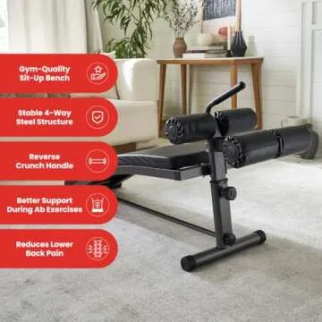 Finer Form Sit Up Bench with Adjustable Height and Handle