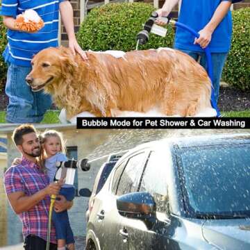 ESOW Garden Hose Nozzle, High Pressure Foam Sprayer Gun 8 Way Spray Pattern with 3.5oz/100cc Soap Dispenser Bottle, Snow Foam Gun for Car Wash, Watering Plants, Lawn, Patio, Gray