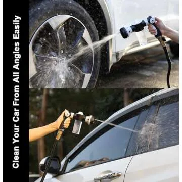ESOW Garden Hose Nozzle, High Pressure Foam Sprayer Gun 8 Way Spray Pattern with 3.5oz/100cc Soap Dispenser Bottle, Snow Foam Gun for Car Wash, Watering Plants, Lawn, Patio, Gray