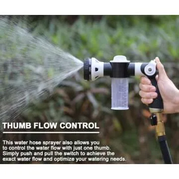 ESOW Garden Hose Nozzle, High Pressure Foam Sprayer Gun 8 Way Spray Pattern with 3.5oz/100cc Soap Dispenser Bottle, Snow Foam Gun for Car Wash, Watering Plants, Lawn, Patio, Gray