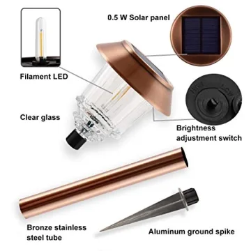 XMCOSY+ Solar Lights Dimmable Outdoor Waterproof 4 Pack