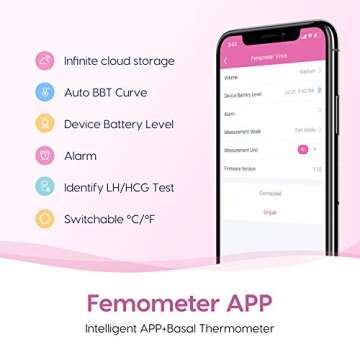 Femometer Smart Basal Thermometer BBT Thermometers Ovulation, Fertility Monitoring Tracking, Smart High-Precision Thermometer for Ovulation Tracking and Prediction Sync with Femometer APP