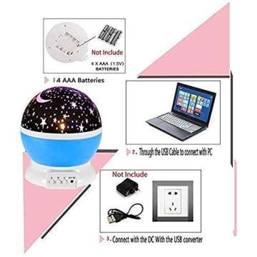 Moon Star Projector Night Light for Kids and Rooms