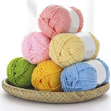 12 Colors Milk Cotton Yarn, Crochet Cotton Knitting Thread Soft Warm Baby Yarn for Jumpers Blankets ...