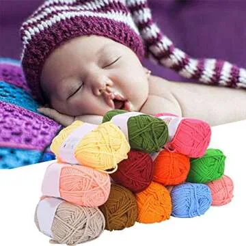 12 Colors Milk Cotton Yarn, Crochet Cotton Knitting Thread Soft Warm Baby Yarn for Jumpers Blankets Baby Garments Furnishings Weaving Knitting Crochet