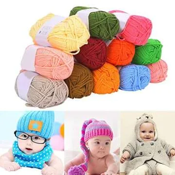 12 Colors Milk Cotton Yarn, Crochet Cotton Knitting Thread Soft Warm Baby Yarn for Jumpers Blankets Baby Garments Furnishings Weaving Knitting Crochet