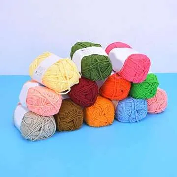 12 Colors Milk Cotton Yarn, Crochet Cotton Knitting Thread Soft Warm Baby Yarn for Jumpers Blankets Baby Garments Furnishings Weaving Knitting Crochet