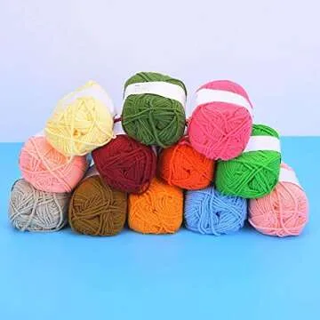 12 Colors Milk Cotton Yarn, Crochet Cotton Knitting Thread Soft Warm Baby Yarn for Jumpers Blankets Baby Garments Furnishings Weaving Knitting Crochet