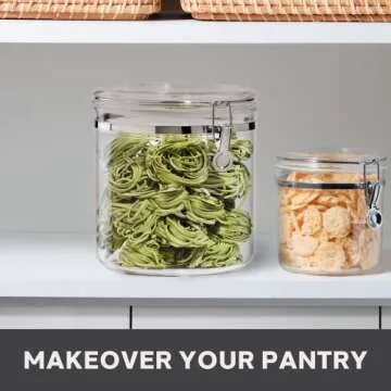 OGGI Jumbo Clear Canister with Clamp Lid, 150 oz - Airtight Food Storage Container, for Kitchen & Pantry Storage of Bulk, Dry Foods Including Pasta, Flour, Sugar, Coffee, Rice, Tea, Spices & Herbs