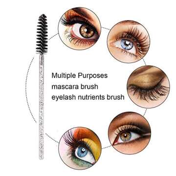 Elisel 100pcs Disposable Mascara Brushes with Container, Mascara Wands Makeup Brushes Applicators Kits for Eyelash Extensions and Eyebrow Brush