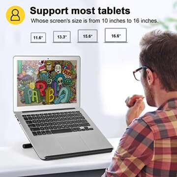 Parblo PR 100 Universal Tablet Stand, Adjustable from 10 to 16 inch for Drawing Tablets, Monitors, C...