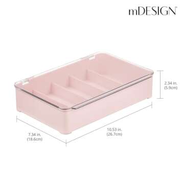 mDesign Plastic Stackable Eyeglass Case Storage Organizer with Hinged Lid for Unisex Sunglasses, Rea...