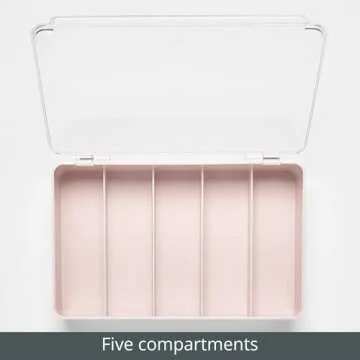 mDesign Plastic Stackable Eyeglass Case Storage Organizer with Hinged Lid for Unisex Sunglasses, Reading Glasses, Fashion Eye Wear, Protective Glasses, 5 Sections, Ligne Collection, 2 Pack, Light Pink