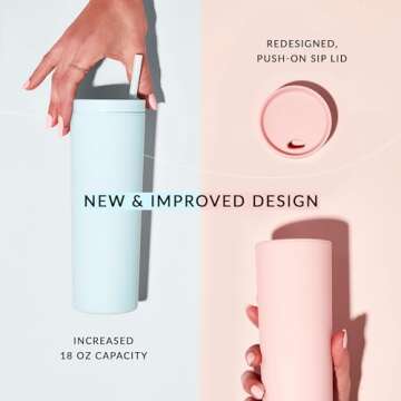 Maars Skinny Acrylic Tumbler with Lid and Straw | 18oz Premium Insulated Double Wall Plastic Reusable Cups - Matte Black, 8 Pack