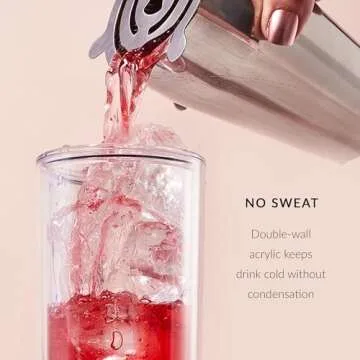 Maars Skinny Acrylic Tumbler with Lid and Straw | 18oz Premium Insulated Double Wall Plastic Reusable Cups - Matte Black, 8 Pack