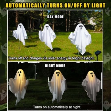 Solar Halloween Ghost Lights 3-Pack for Spooky Decor